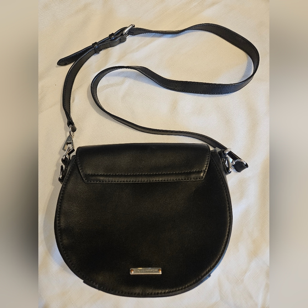 Rebecca Minkoff Black Leather Crossbody Saddle Bag Adjustable Strap